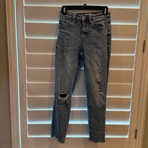 Vervet Skinny Crop Mid Rise Distressed Blue Jeans